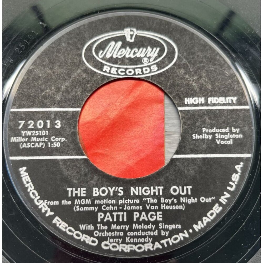 Patti Page Boys Night Out / Three Fools 45 Vinyl 60s Pop with Picture Sleeve - Picture 3 of 8
